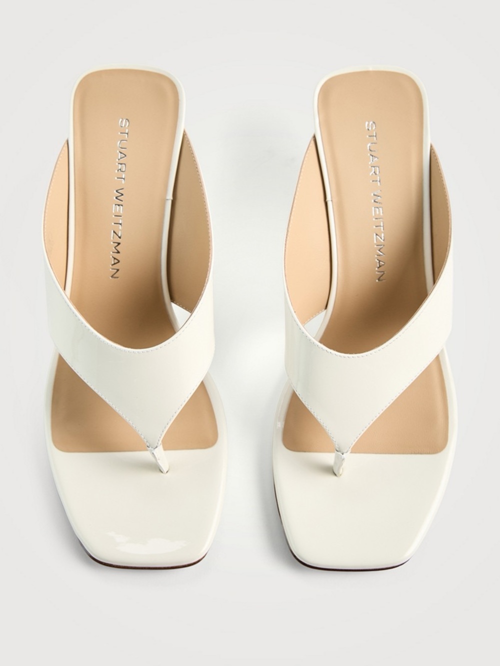 Stuart Weitzman Blanco Vinnie Wedge Thong Sandals (Patent Square-Toe)